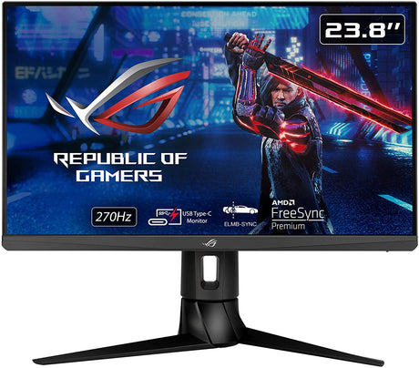 ASUS ROG Strix 23.8” 1080P HDR Gaming Monitor (XG249CM) - Full HD, IPS, 270Hz, 1ms, Extreme Low Motion Blur Sync, FreeSync Premium, 105% sRGB, Eye Care, USB-C, DisplayPort, HDMI, Height Adjustable