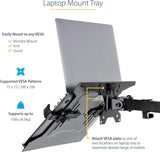 StarTech.com Laptop Arm Mounting Tray, 2" x 16.5" x 11", Black