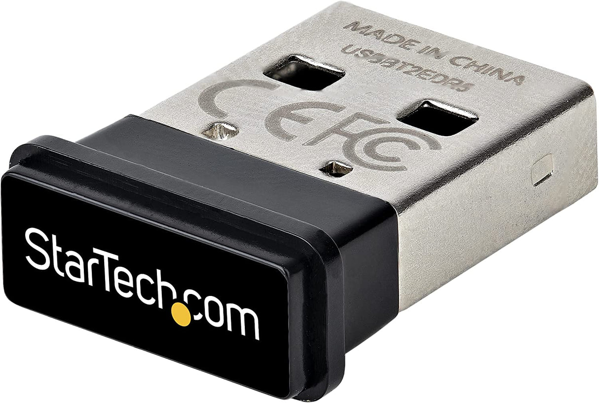 StarTech.com USB Bluetooth 5.0 Adapter, USB Bluetooth Dongle for PC/Computer, BT 5.0 Adapter for Headsets, Mini USB Bluetooth Receiver, Windows/Linux (USBA-BLUETOOTH-V5-C2), Black
