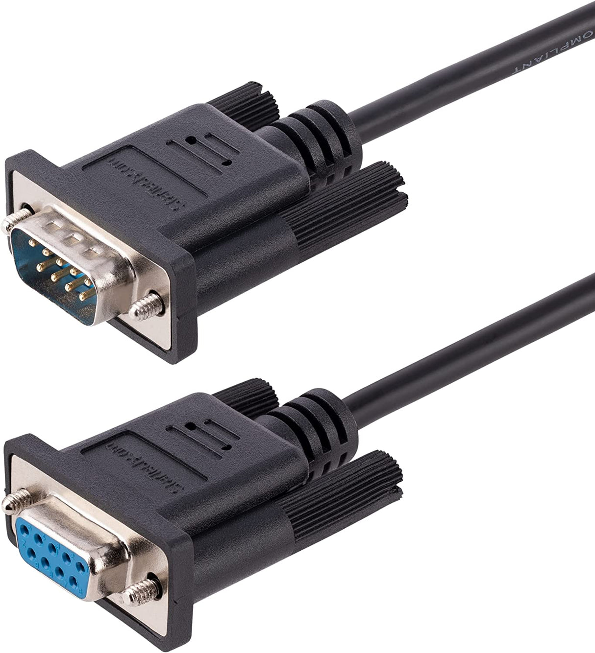 StarTech.com 3m RS232 Serial Null Modem Cable, Crossover Serial Cable w/Al-Mylar Shielding, DB9 Serial COM Port Cable Female to Male, Compatible w/DTE Devices, Black, F/M (9FMNM-3M-RS232-CABLE)