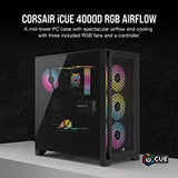 Corsair iCUE 4000D RGB Airflow Mid-Tower Case - 3X AF120 RGB Elite Fans - iCUE Lighting Node PRO Controller - High-Airflow Design - CORSAIR RapidRoute Cable Management System - Black Black 4000D Airflow RGB