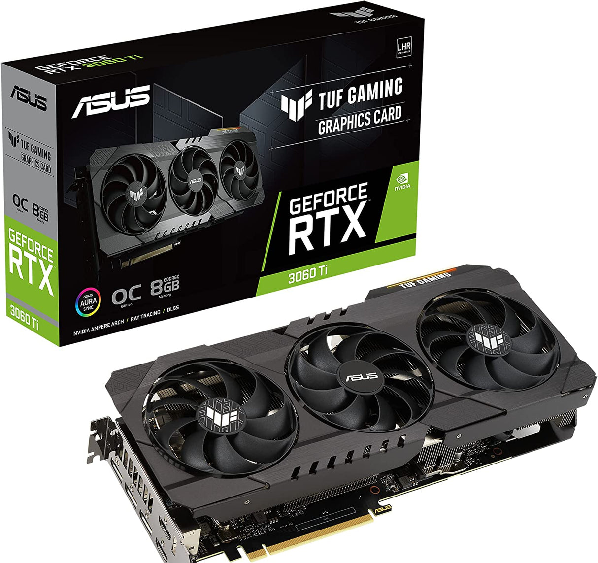 ASUS TUF Gaming NVIDIA GeForce RTX 3060 Ti OC Edition Graphics Card (PCIe 4.0, 8GB GDDR6X, HDMI 2.1, DisplayPort 1.4a, Dual Ball Fan Bearings, Military-Grade Certification, GPU Tweak III)