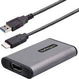 StarTech.com USB 3.0 HDMI Video Capture Device, 4K 30Hz Video Capture Adapter/External USB Capture Card, UVC, Screen Recorder, Works w/USB-A, USB-C, TB3 - Windows/Mac (4K30-HDMI-CAPTURE), Gray