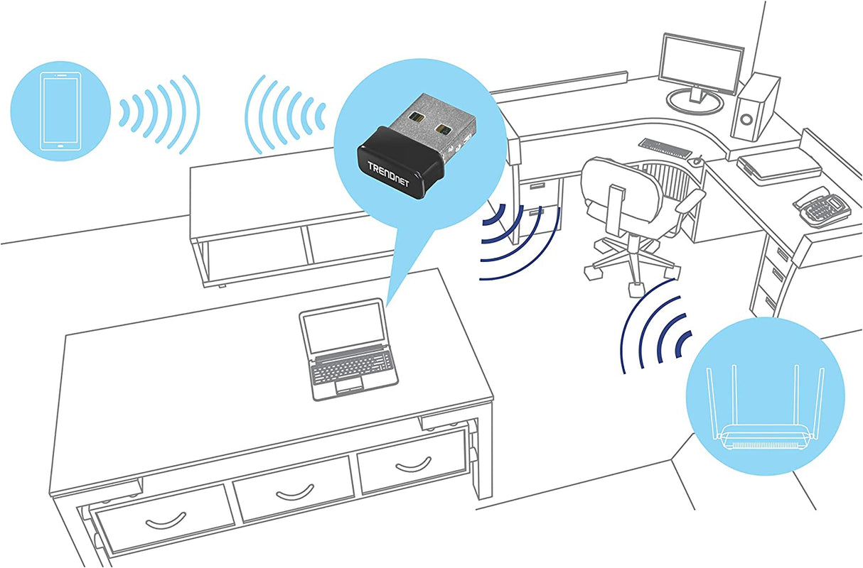 TRENDnet Micro N150 Wireless &amp; Bluetooth 4.0 USB Adapter, Class 1, N150, Up to 150Mbps WiFi N, TBW-108UB Class 2 Micro USB + Wifi