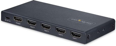 StarTech.com 4-Port 8K HDMI Switch, HDMI 2.1 Switcher 4K 120Hz HDR10+, 8K 60Hz UHD, HDMI Switch 4 in 1 Out, Auto/Manual Source Switching, Power Adapter and Remote Included (4PORT-8K-HDMI-SWITCH) 4 port