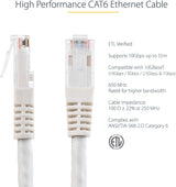 StarTech.com 25ft CAT6 Ethernet Cable - White CAT 6 Gigabit Ethernet Wire -650MHz 100W PoE++ RJ45 UTP Molded Category 6 Network/Patch Cord w/Strain Relief/Fluke Tested UL/TIA Certified (C6PATCH25WH) White 25 ft / 7.6 m 1 Pack