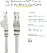 StarTech.com 7ft (2m) CAT6 Ethernet Cable - LSZH (Low Smoke Zero Halogen) - 10 Gigabit 650MHz 100W PoE RJ45 UTP Network Patch Cord Snagless w/Strain Relief - Gray CAT 6, ETL Verified (N6LPATCH7GR) 7 ft Gray