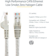 StarTech.com 20ft (6m) CAT6 Ethernet Cable - LSZH (Low Smoke Zero Halogen) - 10 Gigabit 650MHz 100W PoE RJ45 UTP Network Patch Cord Snagless w/Strain Relief - Gray CAT 6, ETL Verified (N6LPATCH20GR) 20 ft Gray