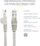 Startech 6in (15cm) CAT6 Ethernet Cable - LSZH (Low Smoke Zero Halogen) - 10 Gigabit 650MHz 100W PoE RJ45 UTP Network Patch Cord Snagless w/Strain Relief - Gray CAT 6, ETL Verified (N6LPATCH6INGR) 0.5 ft Gray