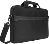 Targus Professional Business Casual Slipcase, Laptop Shoulder Bag for Macbook/Notebook with Quick-Access Compartment, Trolley Strap, Protective Sleeve Shoulder Strap for 15.6-Inch Laptop, Black (TSS898)