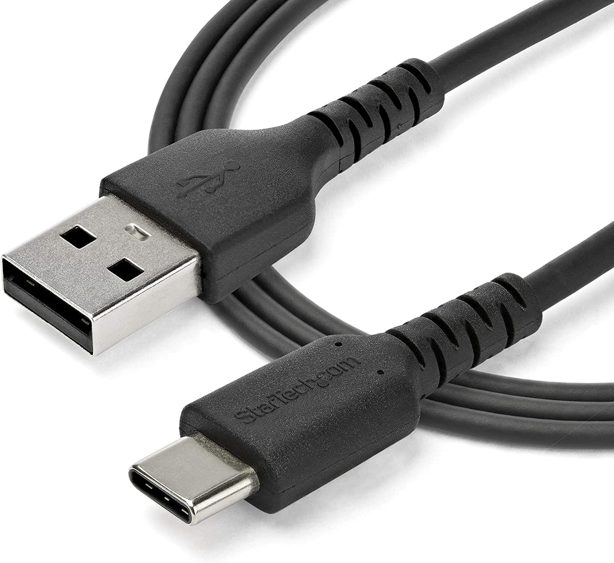 Startech 1m (3’) USB A to USB C Cable USB 2.0 Data Transfer &amp; Charge Cable - Male to Male - Aramid Fiber - Black (RUSB2AC1MB)
