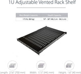 StarTech.com 1U Adjustable Vented Server Rack Mount Shelf - 175lbs - 19.5 to 38in Adjustable Mounting Depth Universal Tray for 19" AV/ Network Equipment Rack - 27.5in Deep (ADJSHELF) 175 lbs | Vented Shelf