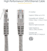 StarTech.com 35ft CAT6 Ethernet Cable - Gray CAT 6 Gigabit Ethernet Wire -650MHz 100W PoE++ RJ45 UTP Molded Category 6 Network/Patch Cord Fluke Tested UL/TIA Certified (C6PATCH35GR) Grey Gray 35 ft / 10.6 m 1 Pack
