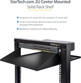 StarTech.com 2U 19" 2-Post Network Rack Cabinet Shelf - 20in Deep Center Mount Cantilever Tray Rackmount Shelf for AV/Data Equipment Enclosure w/Cage Nuts &amp; Screws 75lb Weight Capacity (CABSHF2POST2)