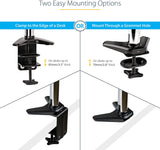 StarTech.com Desk Mount Monitor Arm for Single VESA Display up to 32" or 49" Ultrawide 8kg/17.6lb - Full Motion Articulating &amp; Height Adjustable - C-Clamp, Grommet - Single Monitor Arm (ARMPIVOTE2)