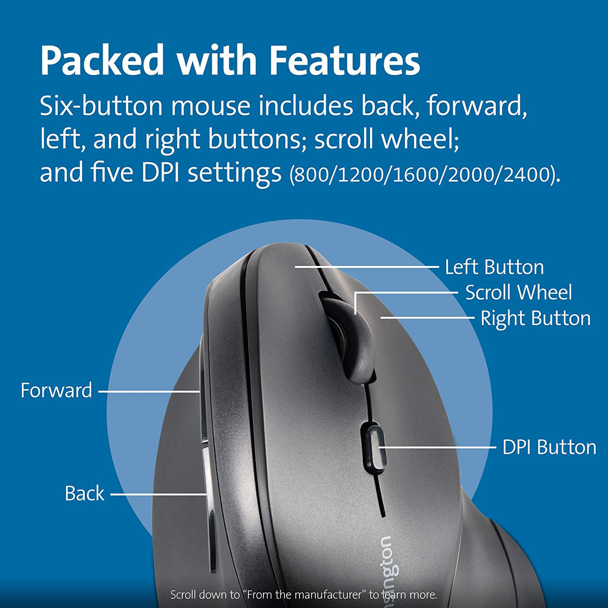 Kensington Ergonomic Vertical Wireless Mouse (K75575WW)