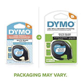 DYMO - SAN91331 91331 LetraTag Labeling Tape for LetraTag Label Makers, Black Print on White Plastic Tape, 1/2'' W x 13' L, 1 Roll White 156 in. X 1/2 in. Plastic Tape