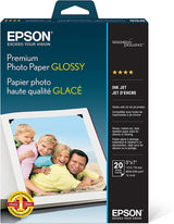 Epson S041464 Premium Photo Paper, 68 lbs., High-Gloss, 5 x 7 (Pack of 20 Sheets) 5x7 Inches 20 Sheets Photo Paper