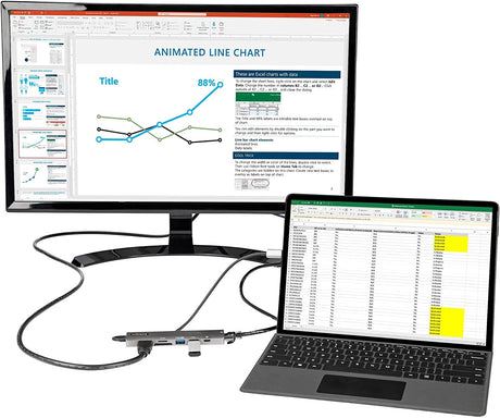 StarTech.com USB C Multiport Adapter - USB-C to 4K 60Hz HDMI 2.0, 100W Power Delivery Pass-Through, SD/MicroSD, 2-Port USB 3.0 Hub, GbE - USB Type-C Mini Dock - 12" Long Attached Cable (DKT30CHSDPD1)