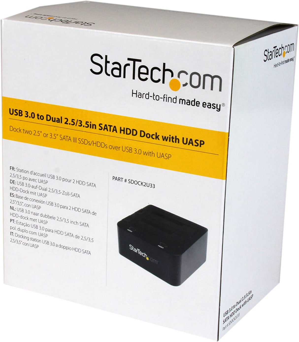 StarTech.com Dual-Bay USB 3.0 To SATA Hard Drive Docking Station, USB Hard Drive Dock, External 2.5/3.5" SATA I/II/III, SSD/HDD Docking Station, Hot-Swap Hard Drive Bay, Top-Loading (SDOCK2U33) USB 3.0 Dual Bay