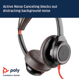 Poly (Plantronics + Polycom) Blackwire 7225 Wired USB-A Headset (Plantronics) - Black - Dual-Ear (Stereo) Computer Headset - Connect to PC/Mac via USB-A - Active Noise Canceling