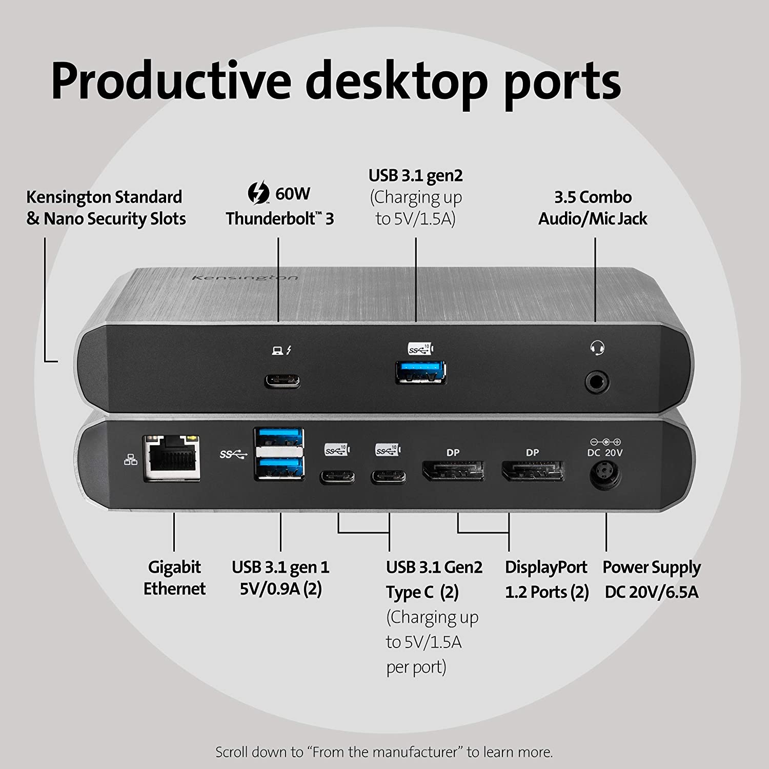 Kensington SD5550T Thunderbolt™ 3 and USB-C Dual 4K Hybrid Docking