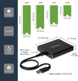 StarTech.com Dual-Slot Hard Drive Enclosure for M.2 SATA SSDs - USB 3.1 (10Gbps) - Aluminum - M.2 to SATA - Raid Drive Enclosure (SM22BU31C3R) USB-A &amp; USB-C Dual M.2 SATA