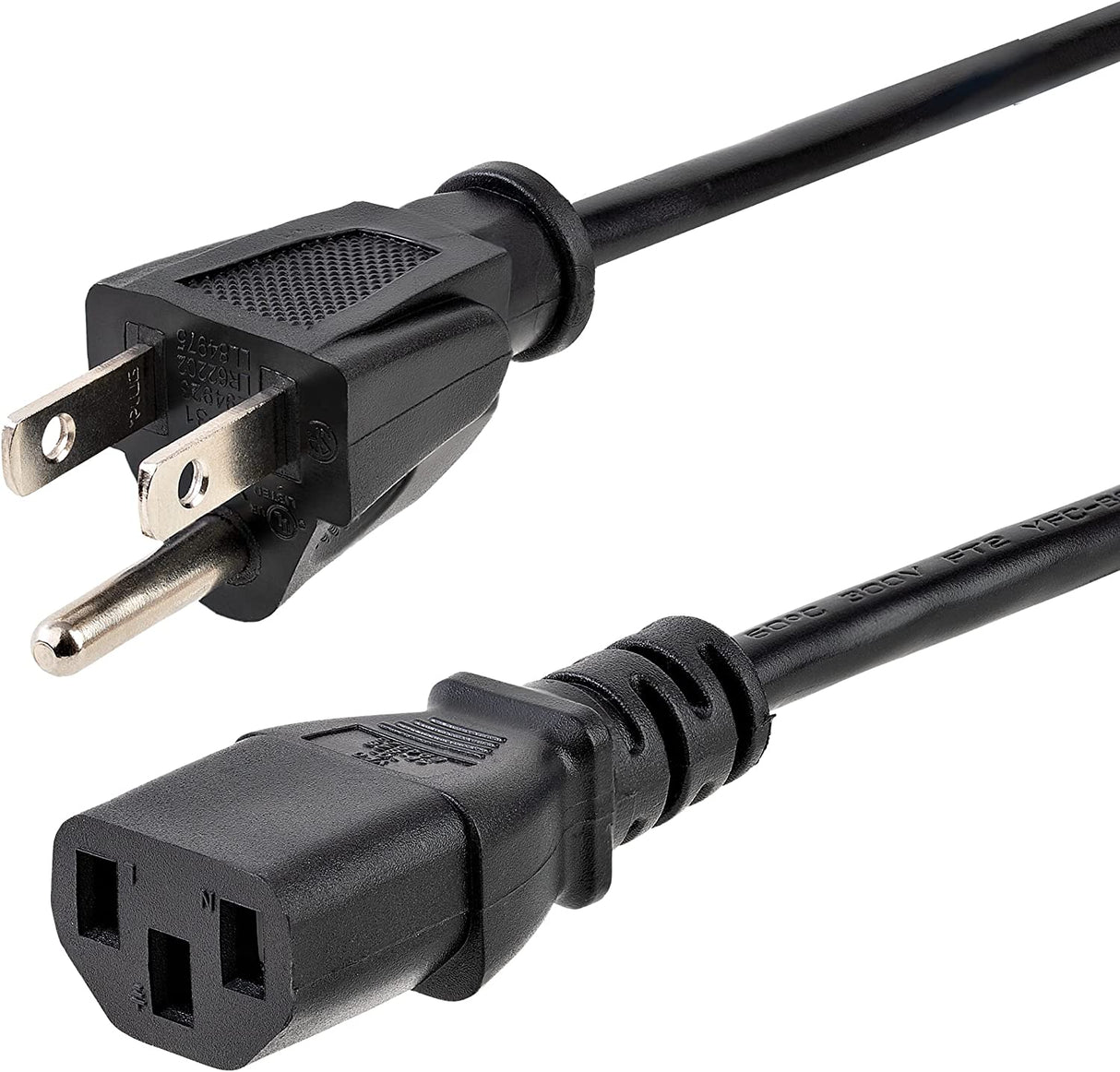 StarTech.com 12ft (3.6m) Computer Power Cord, NEMA 5-15P to C13, 10A 125V, 18AWG, Black Replacement AC Power Cord, Printer Power Cord, PC Power Supply Cable, Monitor Power Cable - UL Listed (PXT10112) 12 ft/3.6 m 1 Pack