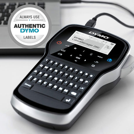 DYMO Label Maker | LabelManager 280 Rechargeable Portable Label Maker, Easy-to-Use, One-Touch Smart Keys, QWERTY Keyboard, PC and Mac Connectivity, for Home &amp; Office Organization LabelManager Black