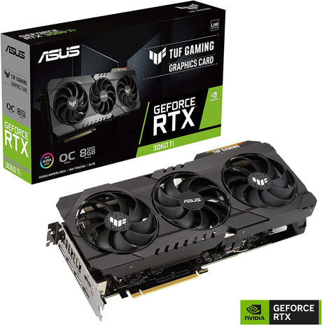 ASUS TUF Gaming NVIDIA GeForce RTX 3060 Ti OC Edition Graphics Card (PCIe 4.0, 8GB GDDR6X, HDMI 2.1, DisplayPort 1.4a, Dual Ball Fan Bearings, Military-Grade Certification, GPU Tweak III)