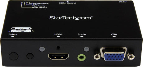 StarTech.com 2x1 VGA + HDMI to HDMI Switch / Selector Box - 1080p Multi Video Input Automatic Switcher - 2 Computers In 1 Monitor Out (VS221VGA2HD)