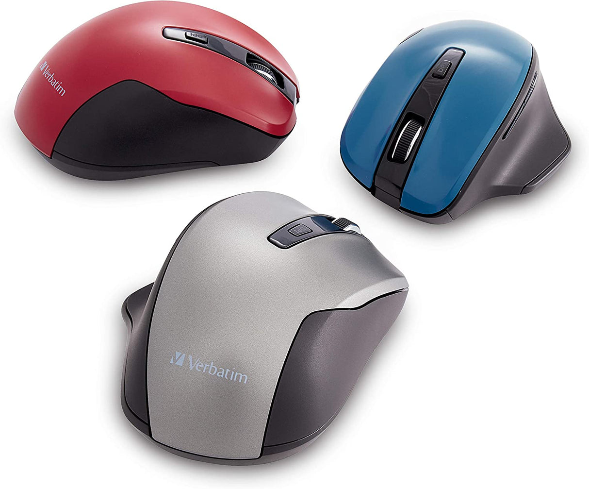 Verbatim Silent Ergonomic Wireless Blue LED Mouse - Graphite