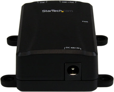 StarTech.com 1 Port Gigabit Midspan - PoE+ Injector - 802.3at and 802.3af - Wall-Mountable Power over Ethernet Injector Adapter (POEINJ1G) , Black Standard