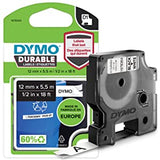 DYMO D1 Durable Labeling Tape for LabelManager Label Makers, Black Print on White Tape, 1/2" W x 18' L, 1 Cartridge (1978364), DYMO Authentic Durable Black on White