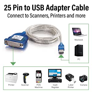 C2g/ cables to go C2G USB Adapter USB to DB25 Adapter Grey 6 Feet (1.82 Meters) Cables to Go 22429,Gray