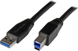 StarTech.com 5m 15 ft Active USB 3.0 USB-A to USB-B Cable - M/M - USB A to B Cable - USB 3.1 Gen 1 (5 Gbps) (USB3SAB5M) , Black