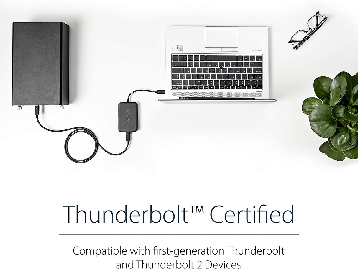 StarTech.com Thunderbolt 3 to Thunderbolt 2 Adapter - TB3 Laptop to TB2 Displays/Devices - Thunderbolt 2 20Gbps or Thunderbolt 1 10Gbps Converter - TB3 Certified - Black - Windows/Mac (TBT3TBTADAP)