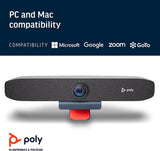 Poly Studio P15 Personal Video Bar (Plantronics + Polycom) - Complete Audio + Premium 4K Webcam Solution - Camera, Mics &amp; Speaker - Home Office/Focus Room -Works w/Zoom (Certified) &amp; Teams (Certified)