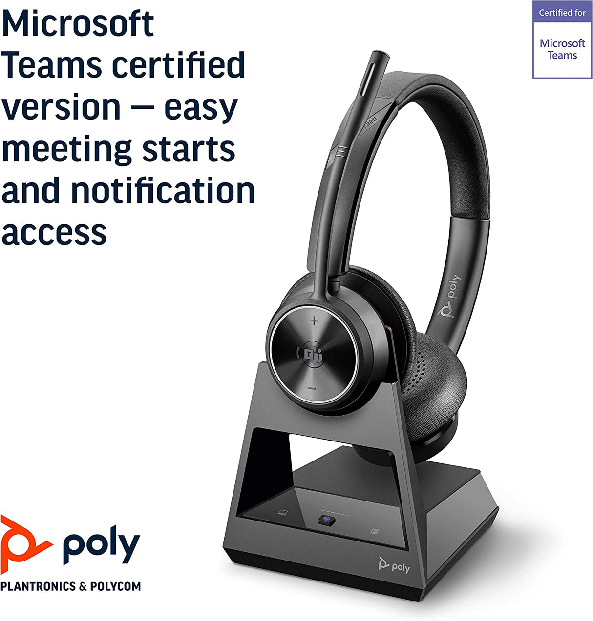 Plantronics Poly Savi 7320-M Ultra-Secure Wireless DECT Headset System - Microsoft Teams Certified Version Dual Ear