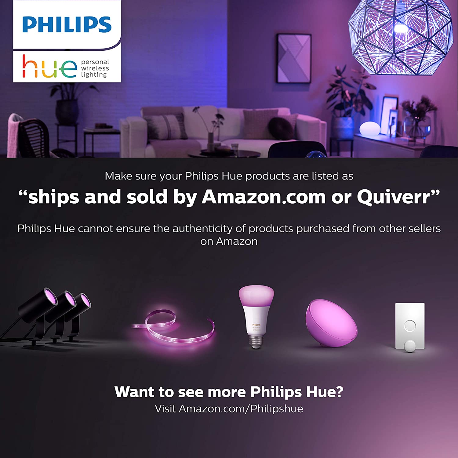Philips Hue Play White amp; Color Smart Light, Pack Base kit, Hub R – 