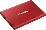 SAMSUNG T7 2TB, Portable SSD, Red, up to 1050MB/s, USB 3.2 Gen2, Gaming, Students &amp; Professionals, External Solid State Drive (MU-PC2T0R/AM), Red Red 2 TB