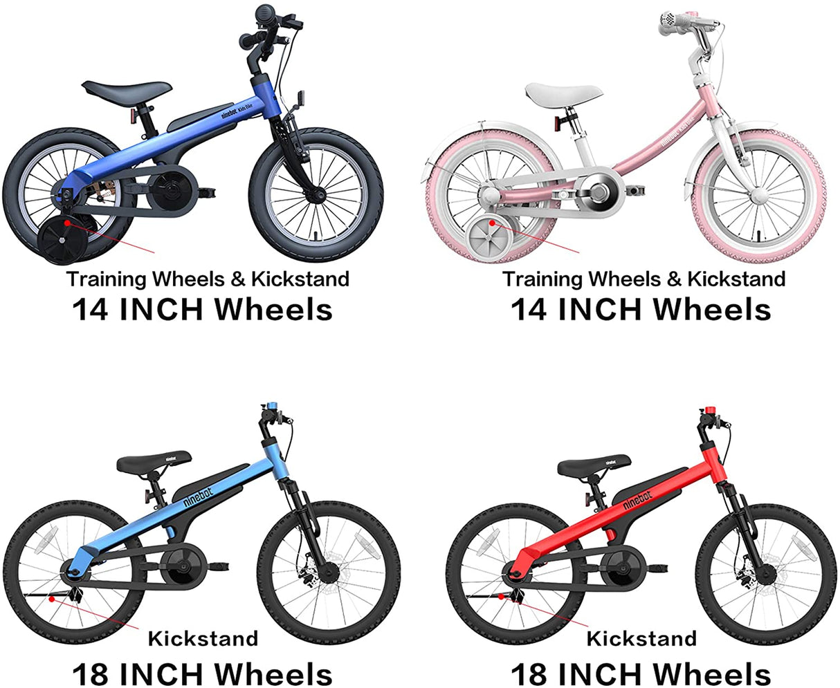 Segway Ninebot Kids Bike for Boys and Girls, 14 inch with Training Wheels, 14 18 inch with Kickstand, Pink Blue Red Blue 14 Inch With Training Wheels