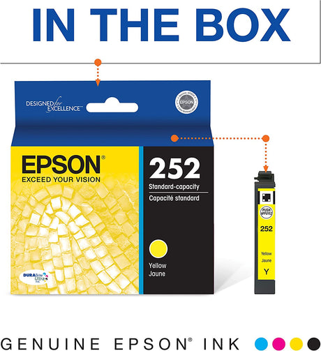 EPSON T252 DURABrite Ultra Ink Standard Capacity Yellow Cartridge (T252420-S) for select Epson WorkForce Printers