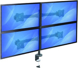 StarTech.com Desk Mount Quad Monitor Arm - Ergonomic VESA 4 Monitor Mount 2x2 up to 27" - Articulating &amp; Height Adjustable Pole Mount - Tilt/Swivel/Rotate LCD/LED Screen - Clamp/Grommet (ARMQUAD) Desk &amp; Grommet Clamp Black
