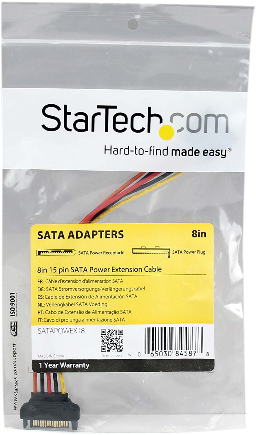 StarTech.com 8in 15 pin SATA Power Extension Cable - 8 SATA power Extension Cable - 8 SATA power Extension cord (SATAPOWEXT8) 8 Inch