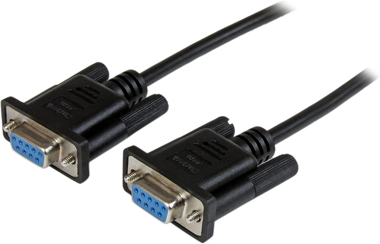 StarTech.com 2m Black DB9 RS232 Serial Null Modem Cable F/F - DB9 Female to Female - 9 pin RS232 Null Modem Cable - 2 meter, Black (SCNM9FF2MBK) 6 ft / 2m Cable