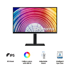 Samsung S60A Series 24 Inch QHD 2540x1440 Computer Monitor, IPS 75 Hz, HDR10, DP, HDMI, Headphone, USB 3.0 Hub, 3-Yr WRNTY (LS24A600NWNXGO)