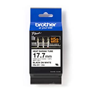 Brother Printable 2:1 Heat Shrink TUBING 17.7MM X 1.5M (0.23IN X 4.9FT) Black ON White HSE241