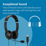 Kensington Hi-Fi USB Headphones with Mic &amp; Volume Control Button (K33065WW)