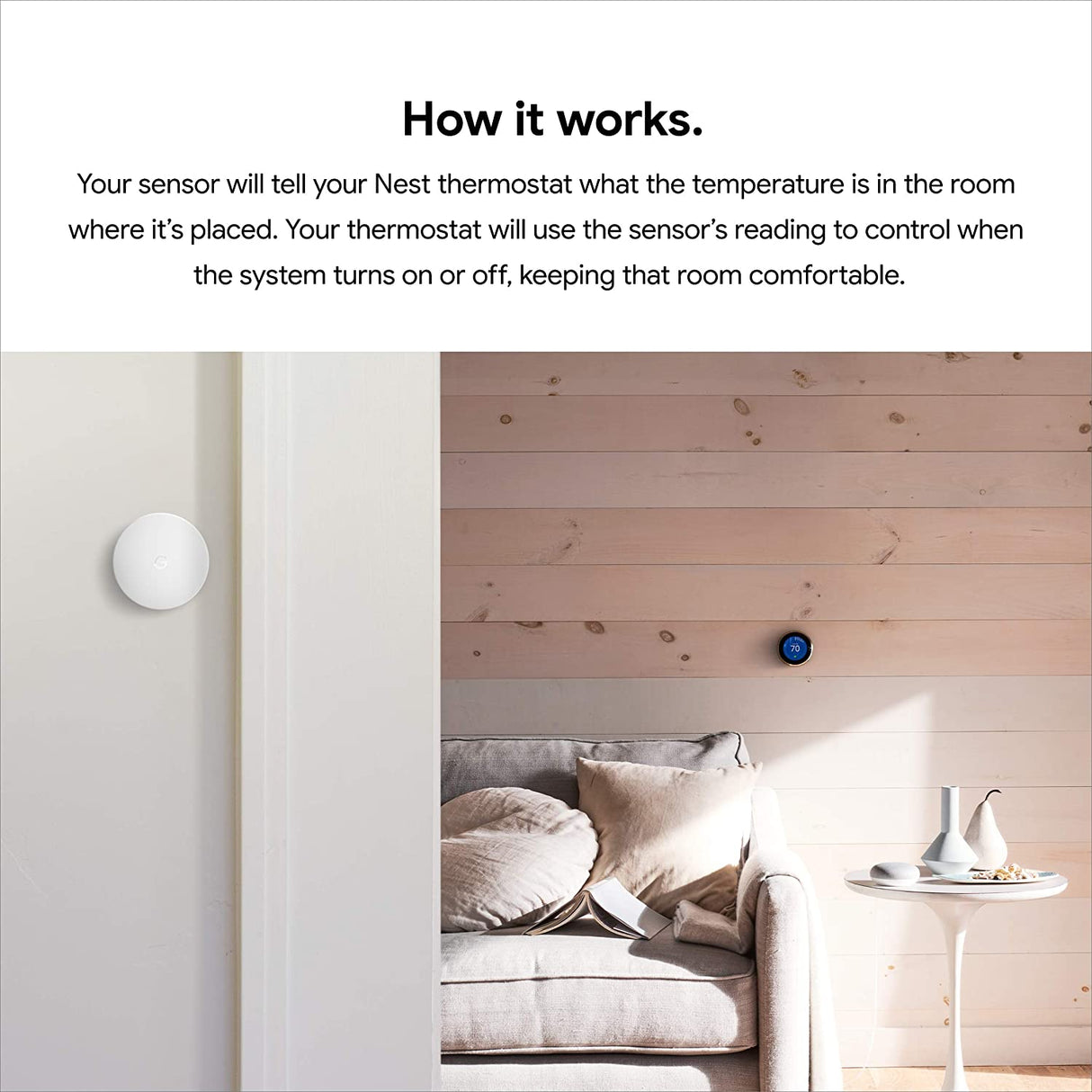 Google Nest Temperature Sensor 3 Pack - Nest Thermostat Sensor - Nest Sensor That Works with Nest Learning Thermostat and Nest Thermostat E - Smart Home